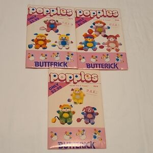 Popples Butterick Sewing Patterns Vintage 1980s Stuffed Animal Crafts